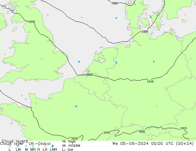 Cloud layer UK-Global mié 05.06.2024 00 UTC