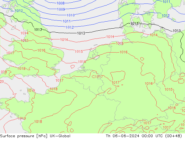 приземное давление UK-Global чт 06.06.2024 00 UTC