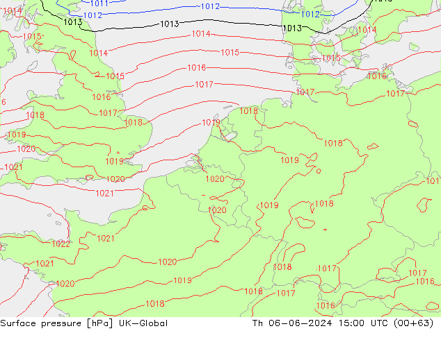 Surface pressure UK-Global Th 06.06.2024 15 UTC