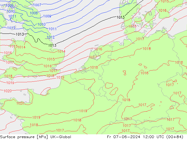 Surface pressure UK-Global Fr 07.06.2024 12 UTC