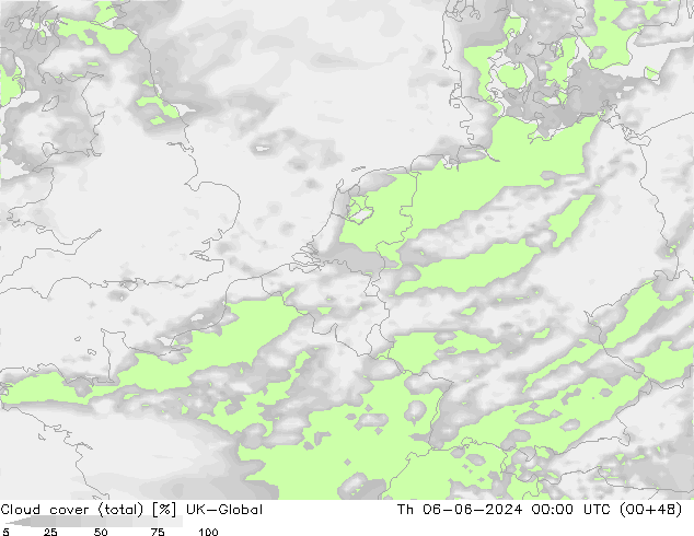 Nubes (total) UK-Global jue 06.06.2024 00 UTC