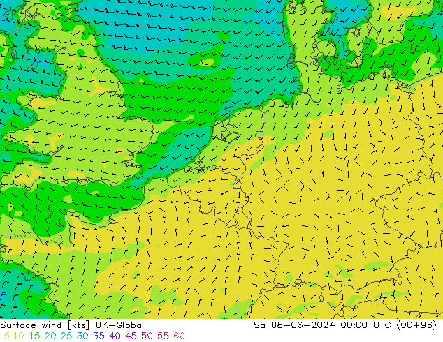 ветер 10 m UK-Global сб 08.06.2024 00 UTC