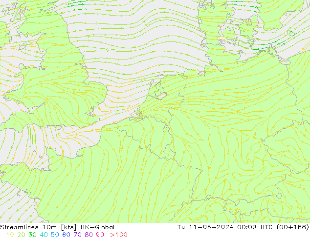 Streamlines 10m UK-Global Tu 11.06.2024 00 UTC