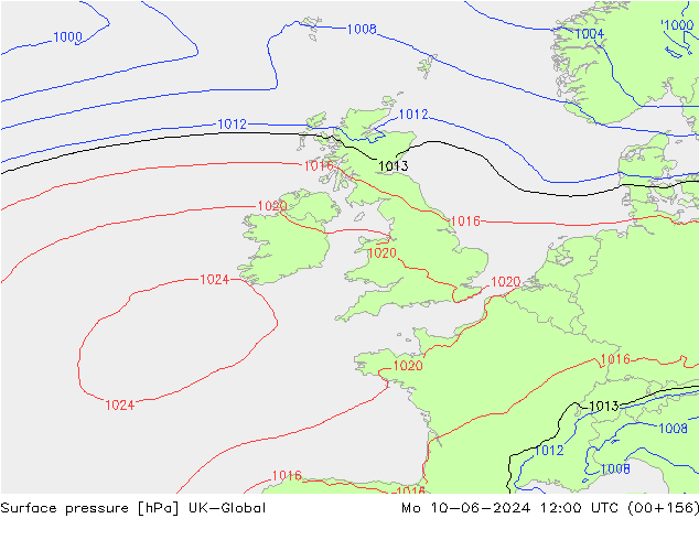 pression de l'air UK-Global lun 10.06.2024 12 UTC