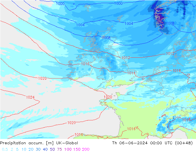 Précipitation accum. UK-Global jeu 06.06.2024 00 UTC