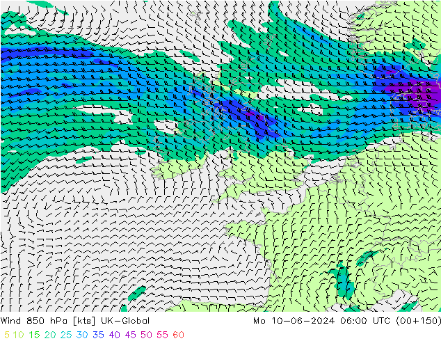 Wind 850 hPa UK-Global ma 10.06.2024 06 UTC