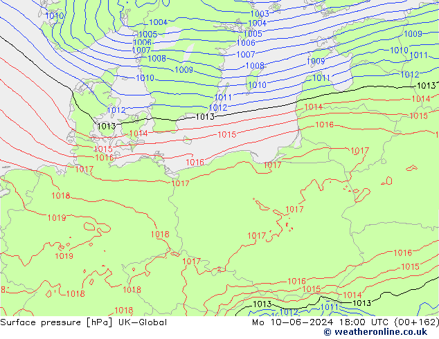 Surface pressure UK-Global Mo 10.06.2024 18 UTC