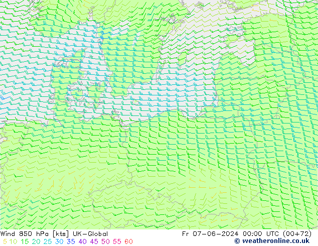 ветер 850 гПа UK-Global пт 07.06.2024 00 UTC