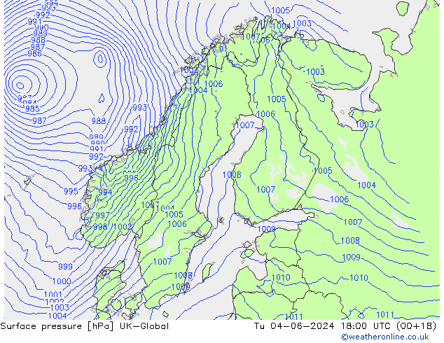 Pressione al suolo UK-Global mar 04.06.2024 18 UTC