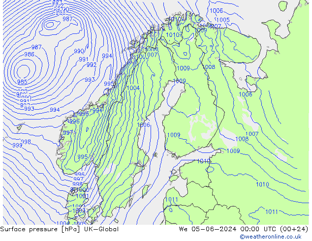 Surface pressure UK-Global We 05.06.2024 00 UTC