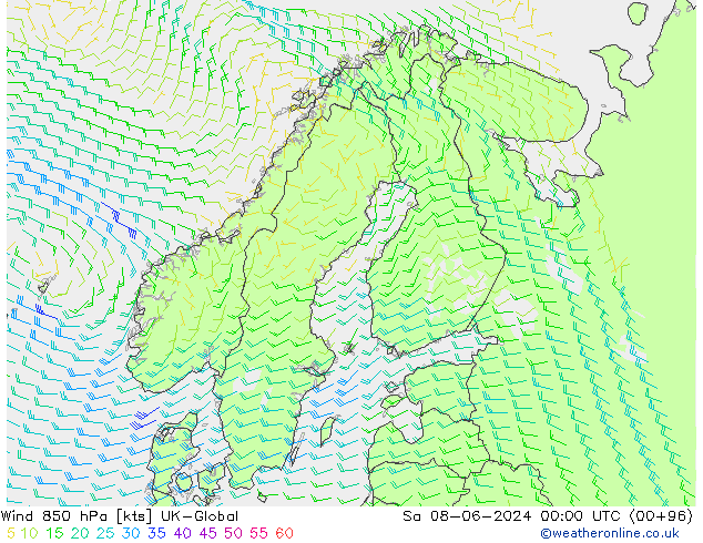 Rüzgar 850 hPa UK-Global Cts 08.06.2024 00 UTC