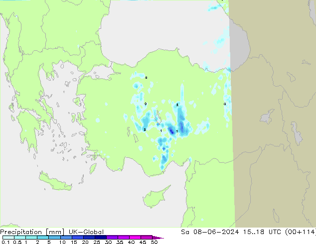 Yağış UK-Global Cts 08.06.2024 18 UTC