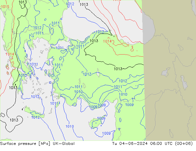 Pressione al suolo UK-Global mar 04.06.2024 06 UTC