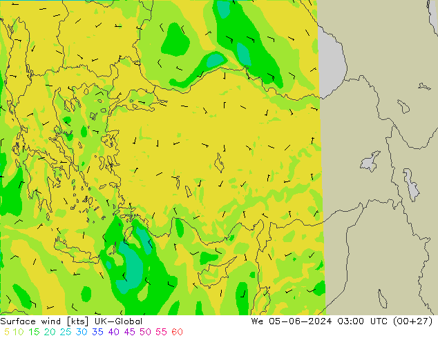 Vento 10 m UK-Global Qua 05.06.2024 03 UTC