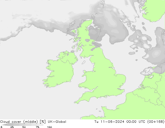 Cloud cover (middle) UK-Global Tu 11.06.2024 00 UTC