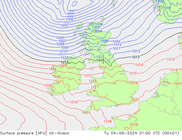 Surface pressure UK-Global Tu 04.06.2024 01 UTC