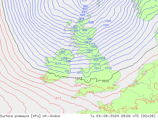 приземное давление UK-Global вт 04.06.2024 06 UTC