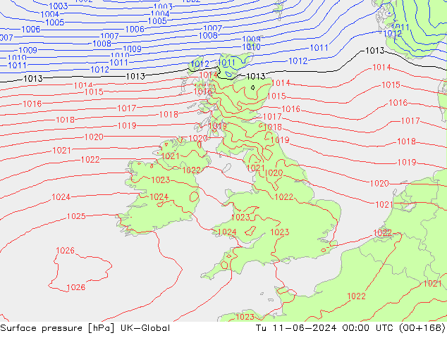 pression de l'air UK-Global mar 11.06.2024 00 UTC