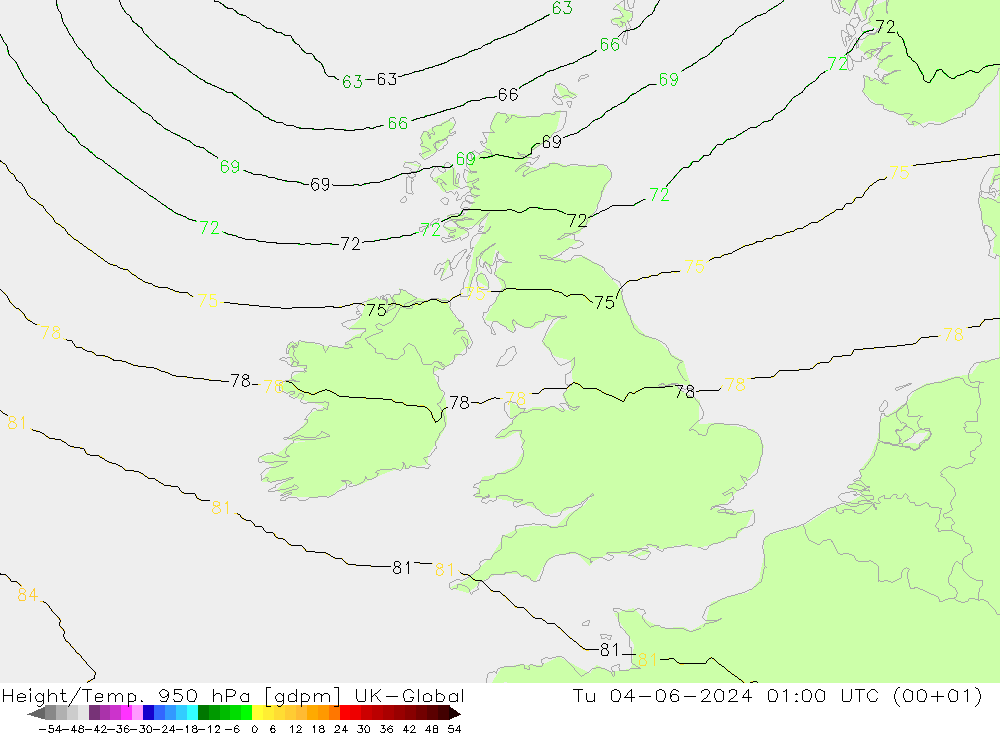 Height/Temp. 950 hPa UK-Global wto. 04.06.2024 01 UTC