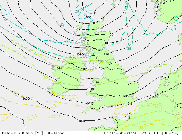 Theta-e 700hPa UK-Global ven 07.06.2024 12 UTC