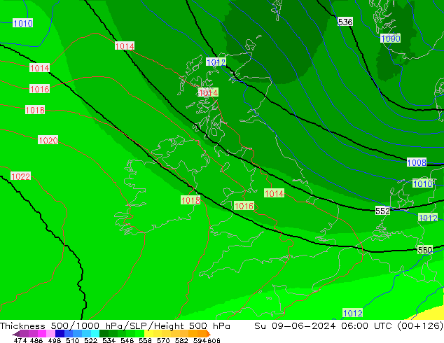 Thck 500-1000hPa UK-Global Su 09.06.2024 06 UTC