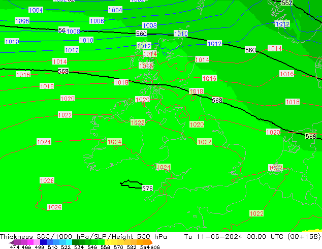 Thck 500-1000hPa UK-Global Tu 11.06.2024 00 UTC