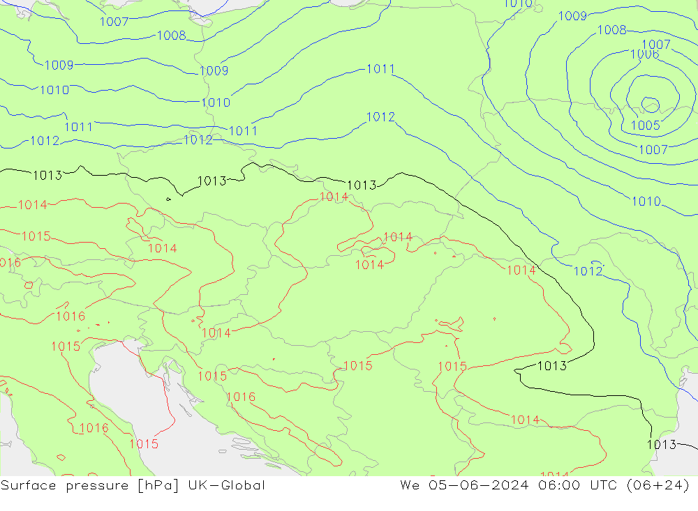 Yer basıncı UK-Global Çar 05.06.2024 06 UTC