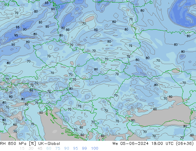 RH 850 hPa UK-Global Qua 05.06.2024 18 UTC