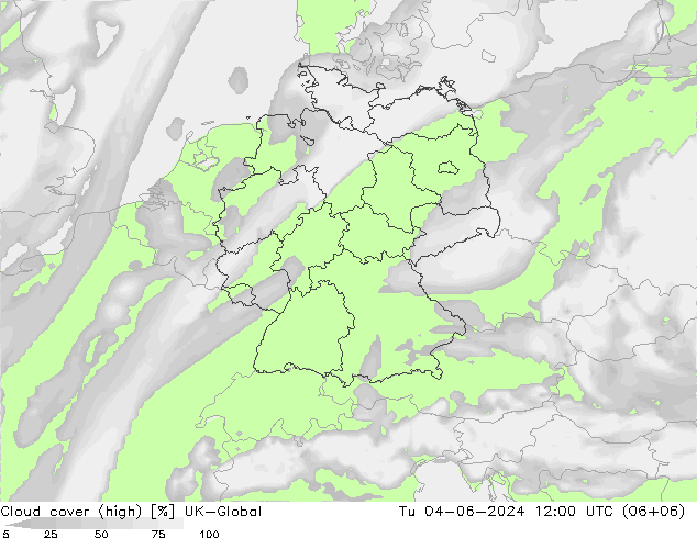 Cloud cover (high) UK-Global Tu 04.06.2024 12 UTC