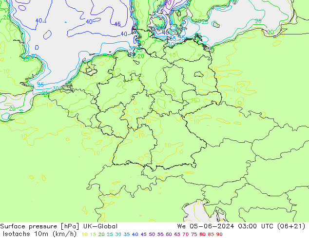 Isotachs (kph) UK-Global  05.06.2024 03 UTC