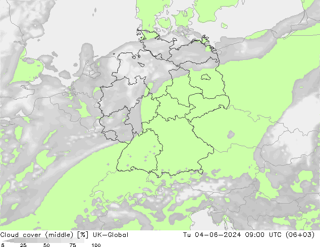 Cloud cover (middle) UK-Global Tu 04.06.2024 09 UTC