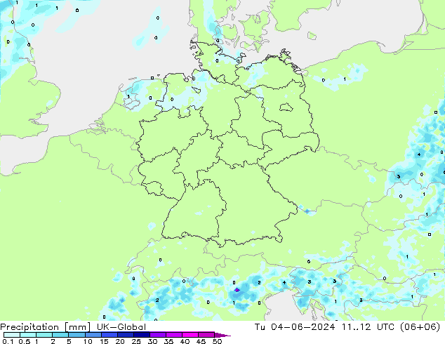 Niederschlag UK-Global Di 04.06.2024 12 UTC