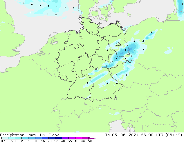 Srážky UK-Global Čt 06.06.2024 00 UTC