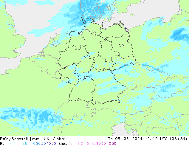 Rain/Snowfall UK-Global Th 06.06.2024 12 UTC