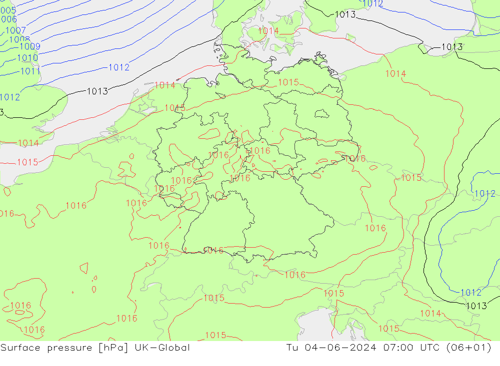 pression de l'air UK-Global mar 04.06.2024 07 UTC