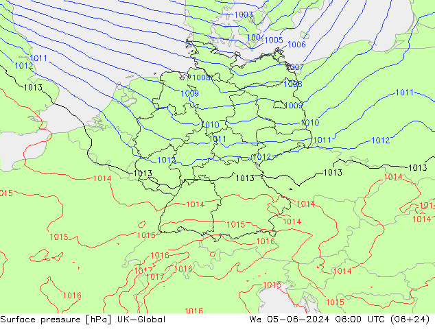 Surface pressure UK-Global We 05.06.2024 06 UTC