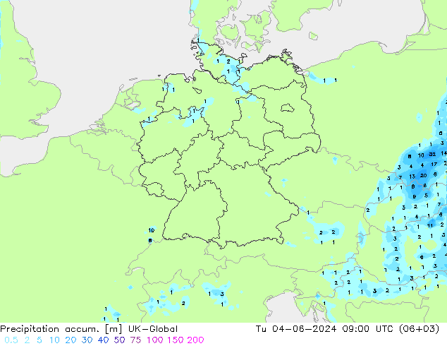 Precipitación acum. UK-Global mar 04.06.2024 09 UTC