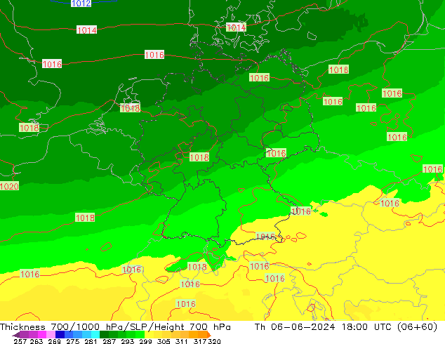 Thck 700-1000 hPa UK-Global  06.06.2024 18 UTC