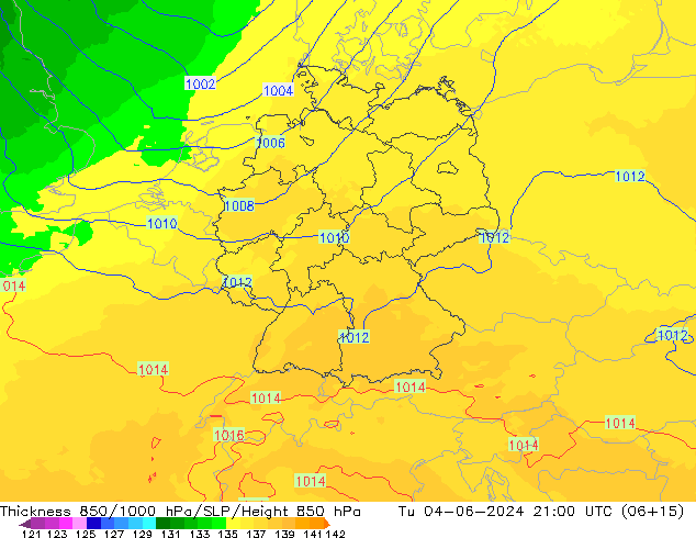 850-1000 hPa Kalınlığı UK-Global Sa 04.06.2024 21 UTC