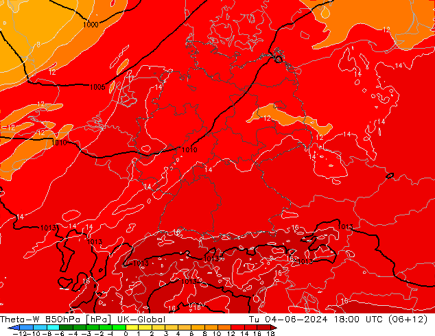 Theta-W 850hPa UK-Global Di 04.06.2024 18 UTC