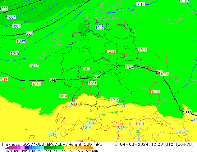 Thck 500-1000hPa UK-Global Ter 04.06.2024 12 UTC