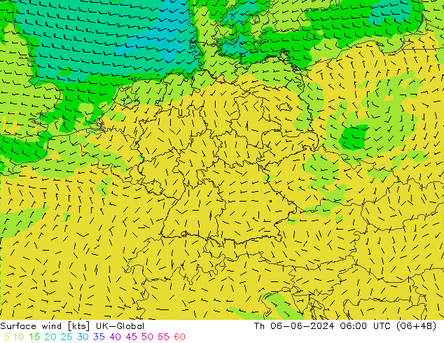 Vent 10 m UK-Global jeu 06.06.2024 06 UTC