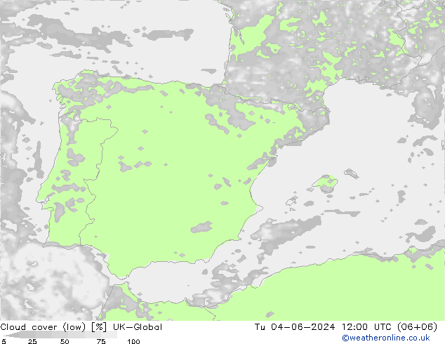 nízká oblaka UK-Global Út 04.06.2024 12 UTC