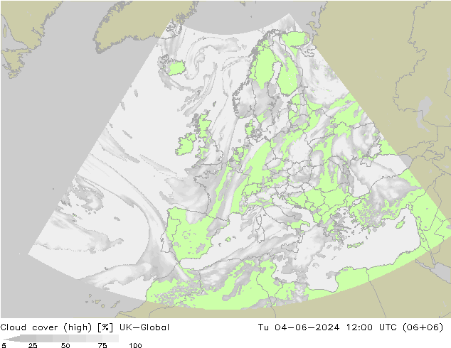 Cloud cover (high) UK-Global Tu 04.06.2024 12 UTC