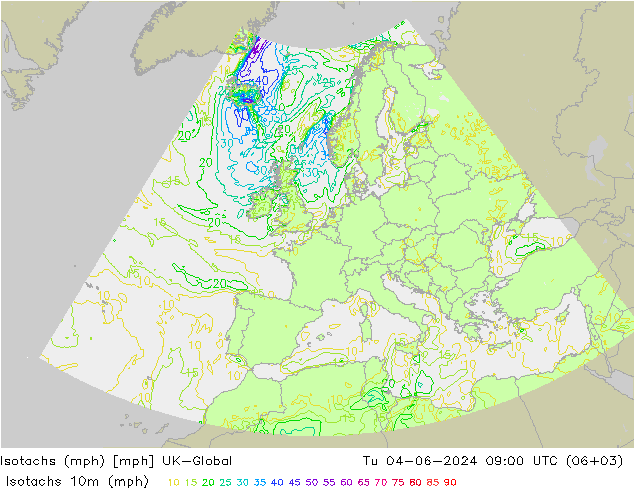 Isotachs (mph) UK-Global Tu 04.06.2024 09 UTC
