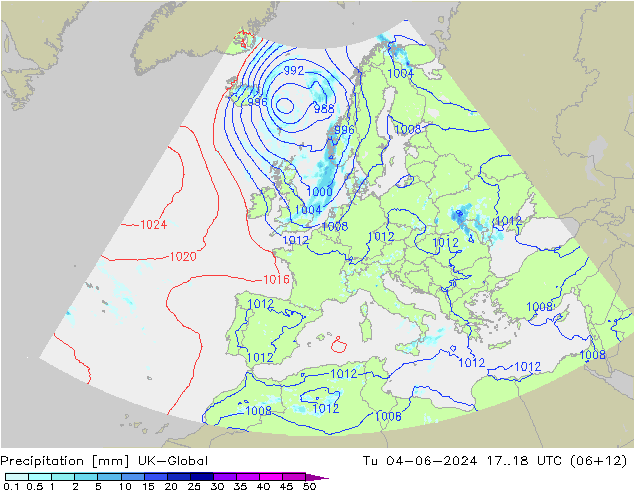 Precipitation UK-Global Tu 04.06.2024 18 UTC