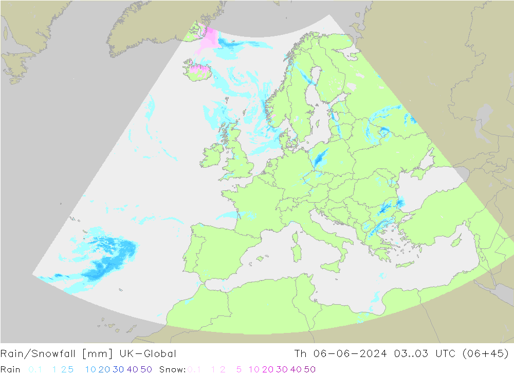 Rain/Snowfall UK-Global  06.06.2024 03 UTC