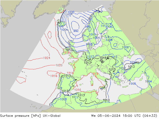 Luchtdruk (Grond) UK-Global wo 05.06.2024 15 UTC