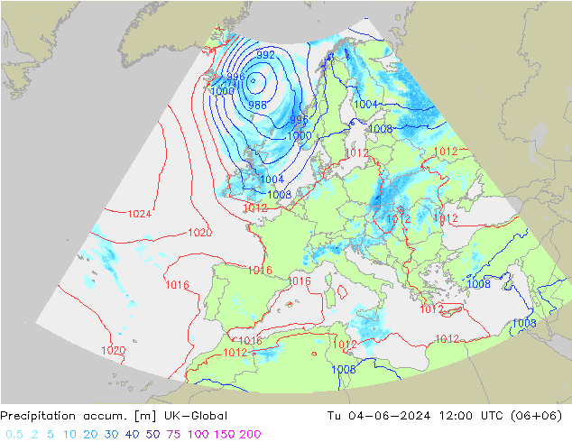 Precipitation accum. UK-Global вт 04.06.2024 12 UTC