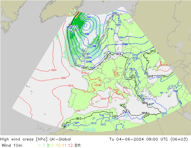 High wind areas UK-Global Út 04.06.2024 09 UTC